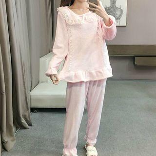 Loungewear Set: Lace Trim Pullover + Pants