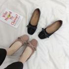 Square-toe Bow-accent Studded Flats