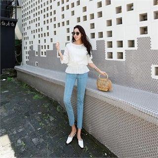 Textured Lace Peplum Top