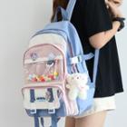 Color Block Pvc Panel Backpack / Badge / Bag Charm / Set