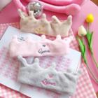 Embroidered Lettering Chenille Crown Face Wash Headband