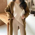 Plus Size Open-front Long Cardigan