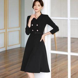 Double-breasted Dress With Belt