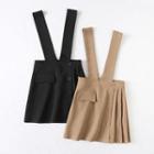 Pleated Mini A-line Suspender Skirt