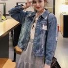 Appliqu  Buttoned Denim Jacket