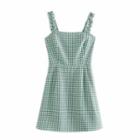 Plaid Wide Strap Mini A-line Dress