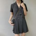 Double-breasted Short-sleeve Shirt Dress