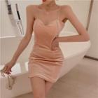 Spaghetti Strap Slim Fit Velvet Dress