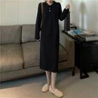 Polo-neck Knit Midi Dress