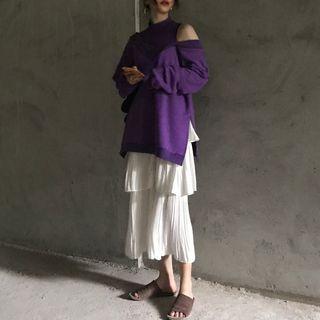 Mock Two-piece Sweatshirt / Layered Maxi Skirt