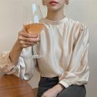 Puff-sleeve Blouse Beige - One Size