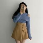 Cold-shoulder Sweater Blue - M