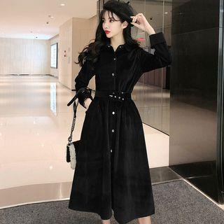 Corduroy Midi A-line Coat Dress