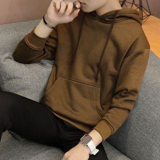 Fleece-lined Plain Long-sleeve Hoodie