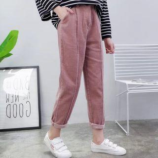 Plain Cropped Corduroy Pants