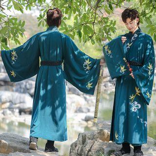 Bell-sleeve Embroidered Hanfu Wrap Robe / Belt