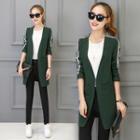 Striped Sleeve Long Blazer