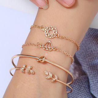 Set Of 4: Alloy Open Bangle / Bracelet As Shown In Figure - One Size