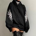 Graphic High Neck Front-pocket Hoodie