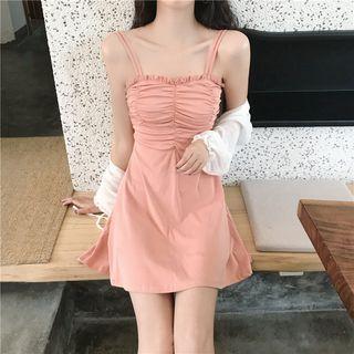 Sleeveless Smocked A-line Dress / Light Jacket