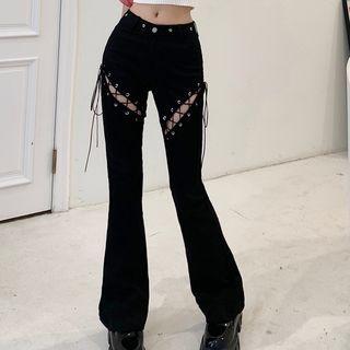 Lace-up Flared Jeans