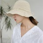 Bow-detail Woven Sun Hat