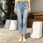 Fray-hem Slit-trim Straight-cut Jeans