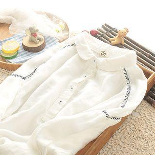 Long-sleeve Placket Shirt White - One Size