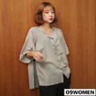 Plus Size Banded Open-side Shirt