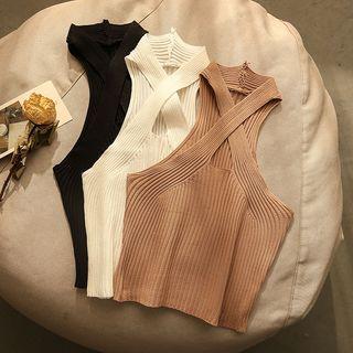 Halter Cross Back Knit Tank Top