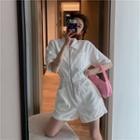 Short-sleeve Zip-up Playsuit As Shown In Figure - One Size