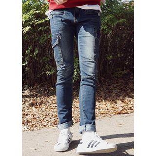 Cargo-pocket Washed Jeans