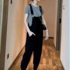 Plain Short-sleeved Top / Vest Pants