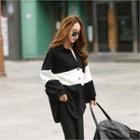 Color-block Loose-fit Jacket Black - One Size