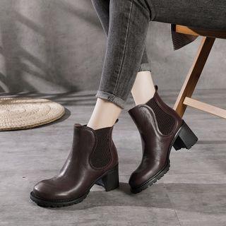Genuine Leather Block-heel Ankle Chelsea Boots