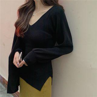 Long-sleeve Plain Knit Top / Midi Mermaid Skirt