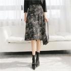 Floral Pattern Midi A-line Skirt