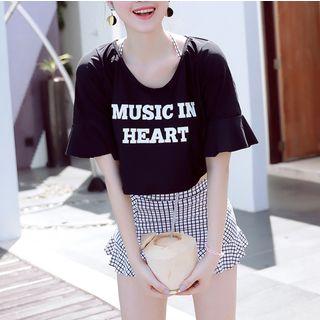 Set: Window Pane Bikini + Lettering Cover Up