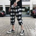Checked Cropped Harem Pants