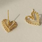 Heart Stud Earring 1 Pair - 622 - Gold - One Size