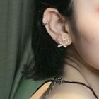 Rhinestone & Pearl Heart Shape Earrings Ae2851 - S925 Silver - Pink & Silver - One Size