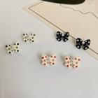 Polka Dot Faux Pearl Bow Glaze Earring