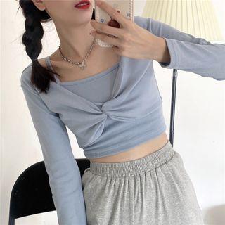 Set: Knit Camisole Top + Long-sleeve Top