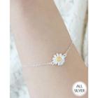Flower-charm Chain Silver Bracelet