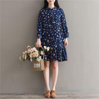 Leaves Print Shirtdress