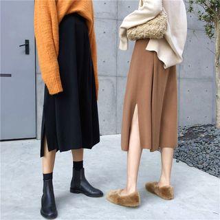 High Waist A Line Knit Skirt