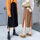 High Waist A Line Knit Skirt
