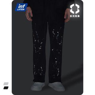 Unisex Reflective Splash-ink Straight-cut Sweatpants