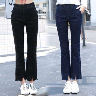 Elastic Waist Boot Cut Jeans