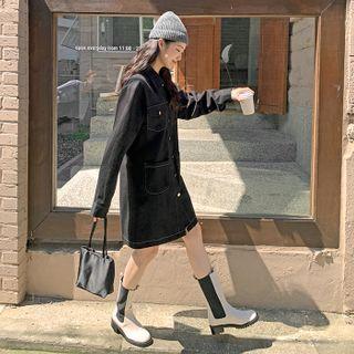 Pocket-front Stitch-trim Shirtdress